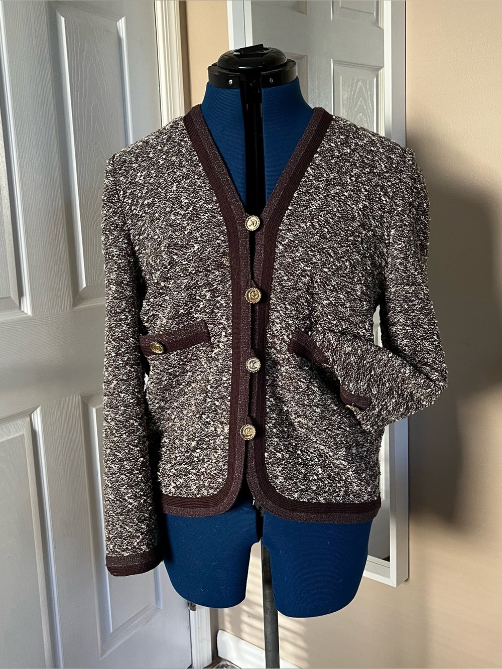Vintage 80s Castleberry boucle cardigan blazer, size 8